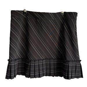 Vintage 90s Bedo Mini Skirt Sz 10 Black Stripe Pleated Ruffle Hem Academia EUC